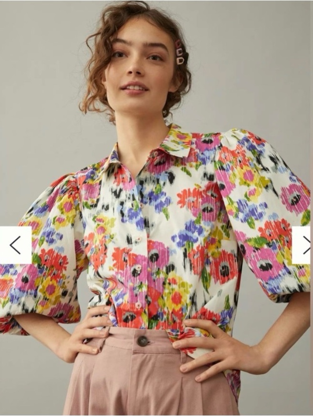Anthropologie Maeve Rachael Floral Button-down Blouse White Red Purp NEW Size XS